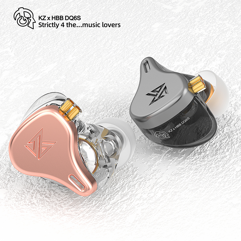 KZ × HBB DQ6S Wired In-Ear Headphone 3 Dynamic Driver Array Headset Strong Bass Smooth Mid Clear Treble Earphone Noise Canceling Metal In-Ear Monitor 3.5mm Plug 2pin 0.75mm Connector Sport Hifi Ear-buds With Lossless Transmission Sliver-plated Cable