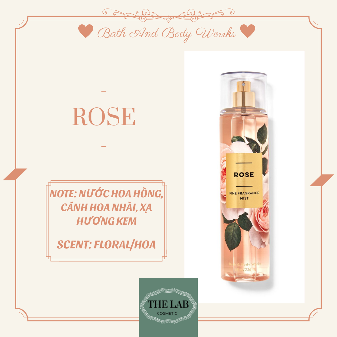 [SIZE] XỊT THƠM ROSE BATH AND BODY WORKS BODY MIST