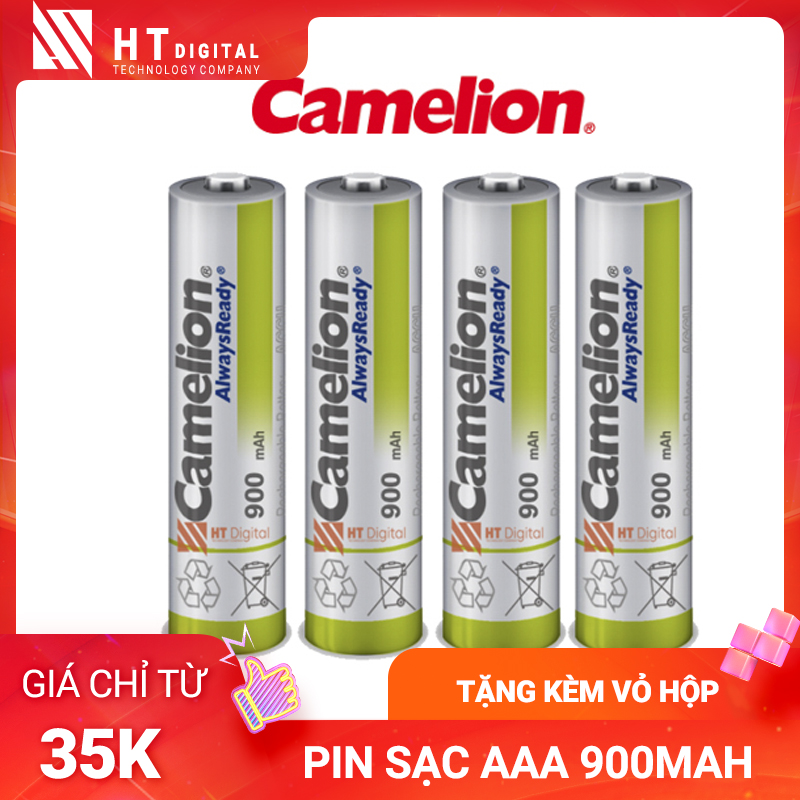 Hộp 4 pin sạc AAA Camelion 900mAh, sử dụng cho nhiều thiết bị như remote tivi, đồ chơi trẻ em, máy đo huyết áp(hàng chính hãng) thumbnail