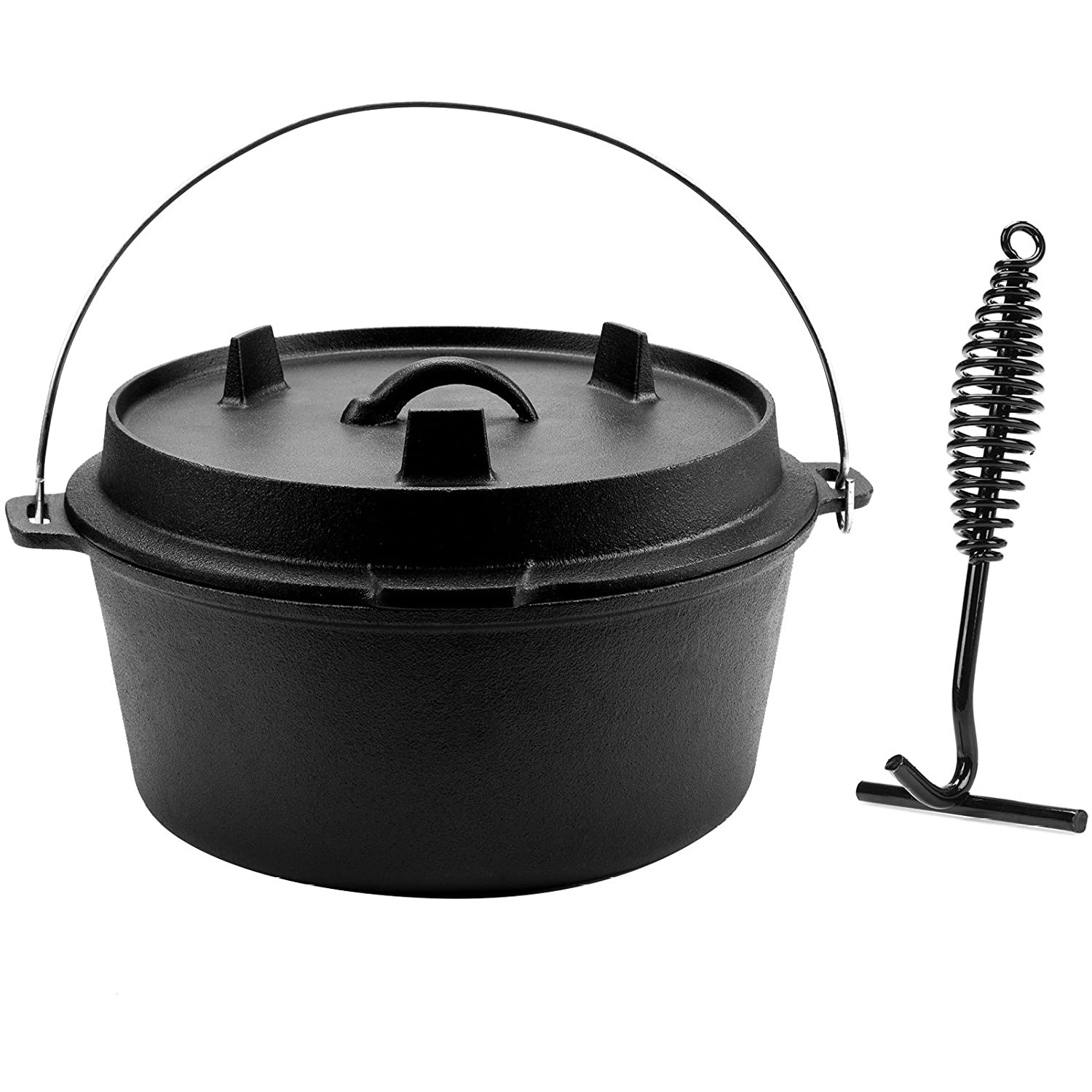 【จัดส่งภายใน 24 ชม】Cast Iron Camping Dutch Oven 9QT หม้อเหล็กหล่อแคมป์