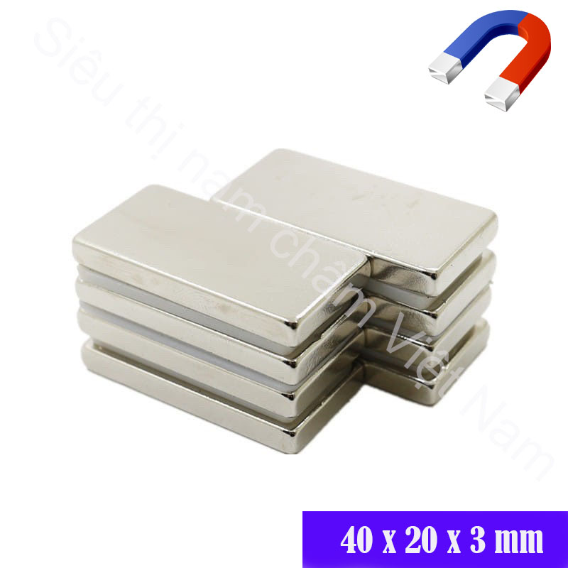 Nam châm đất hiếm kích thước 40x20x3mm