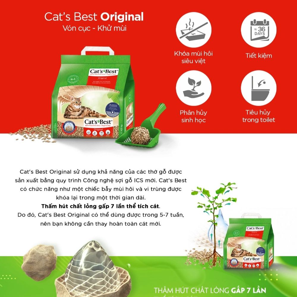 Cát Cat's Best - Cát gỗ vệ sinh cho mèo