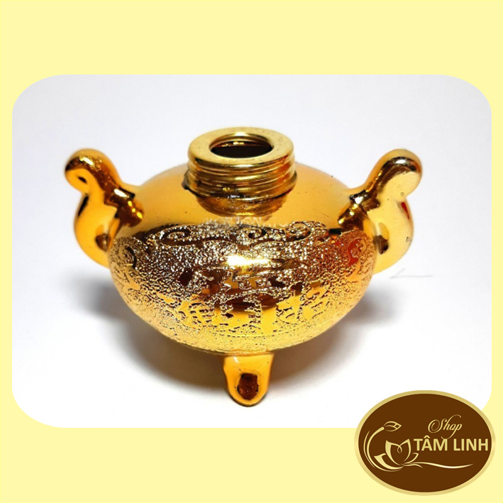 Đèn dầu sứ kim sa vàng