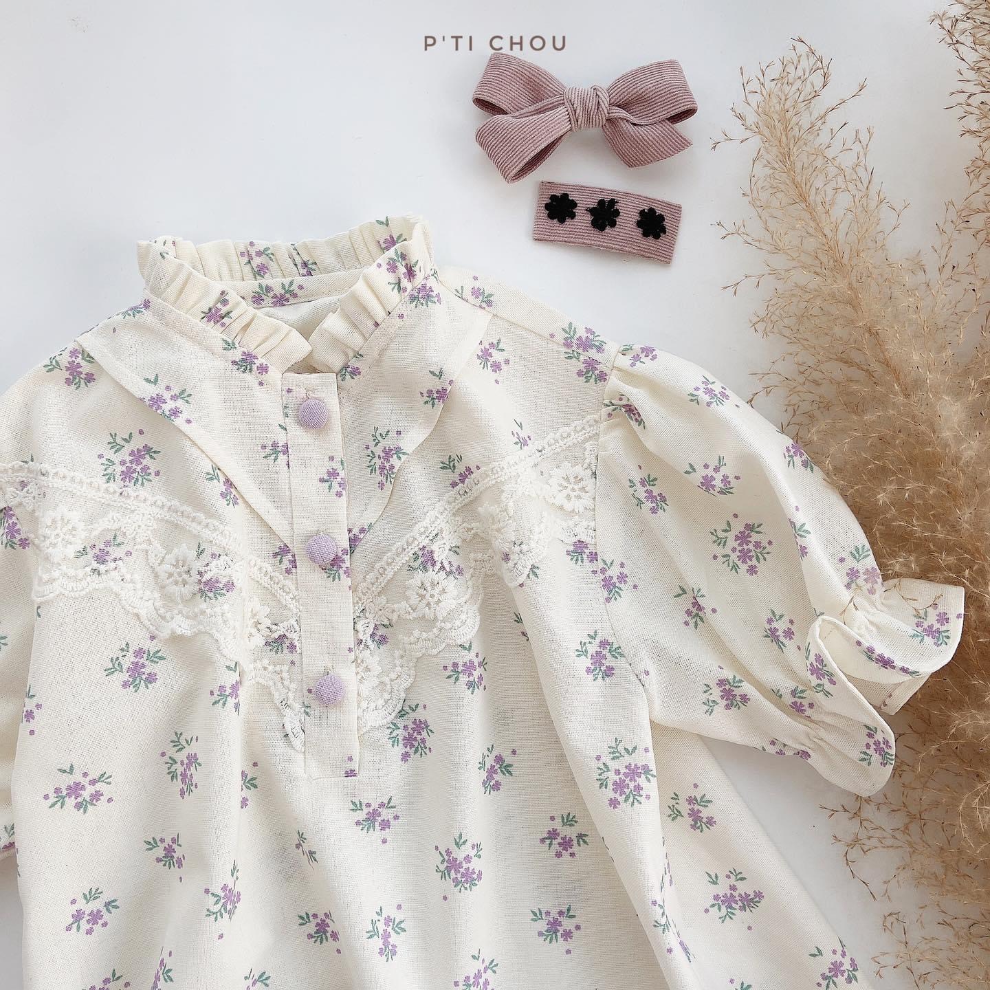 Váy hoa tím cổ bèo FLEUR