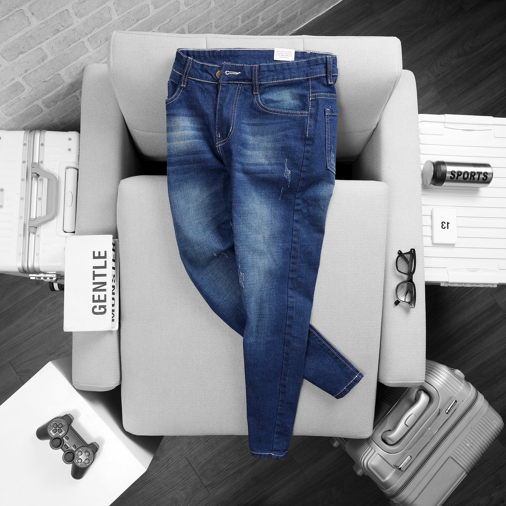 [Hoàn Tiền 15%] Quần jean nam xanh dương cao cấp ms29