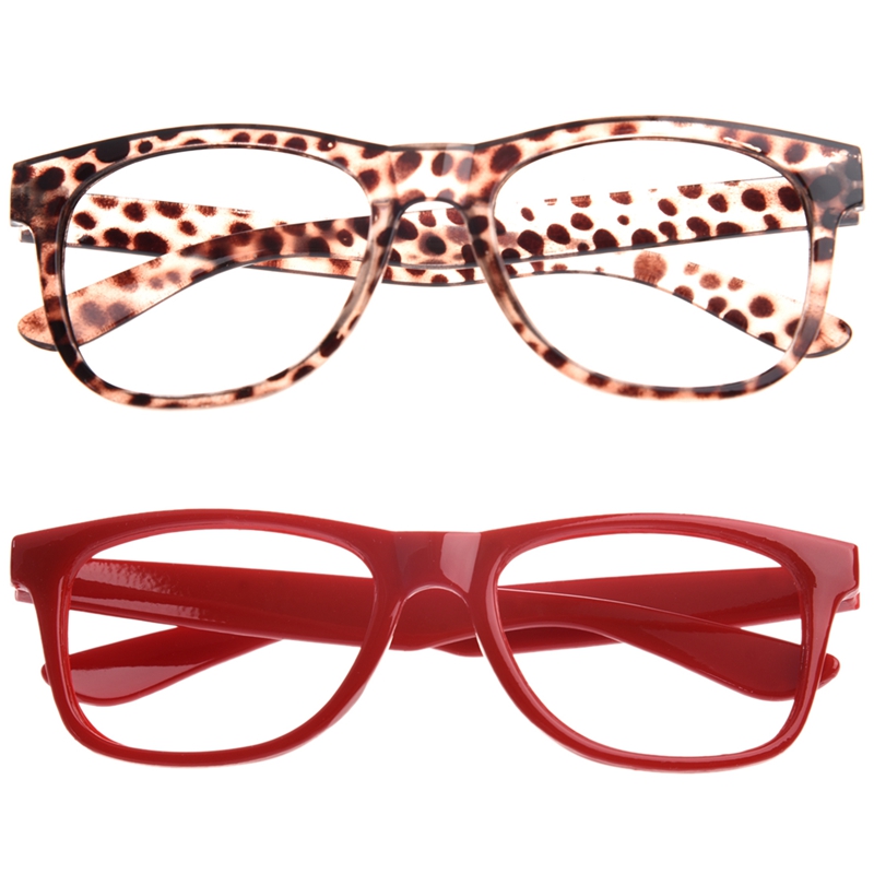 2 Pcs Stylish Boys Girls Children Kids Party Accessories Glasses Frame No Lenses New, Leopard & Red
