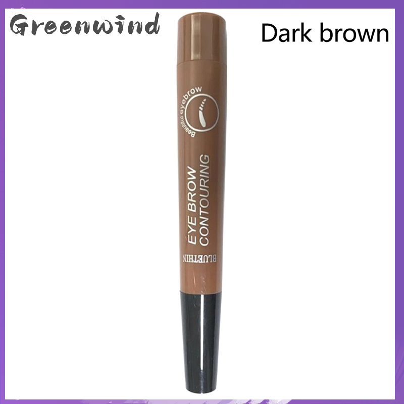 Greenwind Bút chì lông mày 4 điểm bút chì xăm lông mày chống nước màu nâu sẫm mỹ phẩm