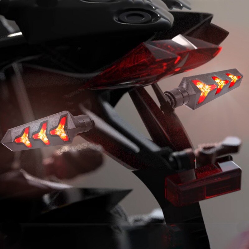 2PCS Motorcycle 3LED Turn Indicator Light Motorcycle Modified Bendable Flow Turn Signal Light