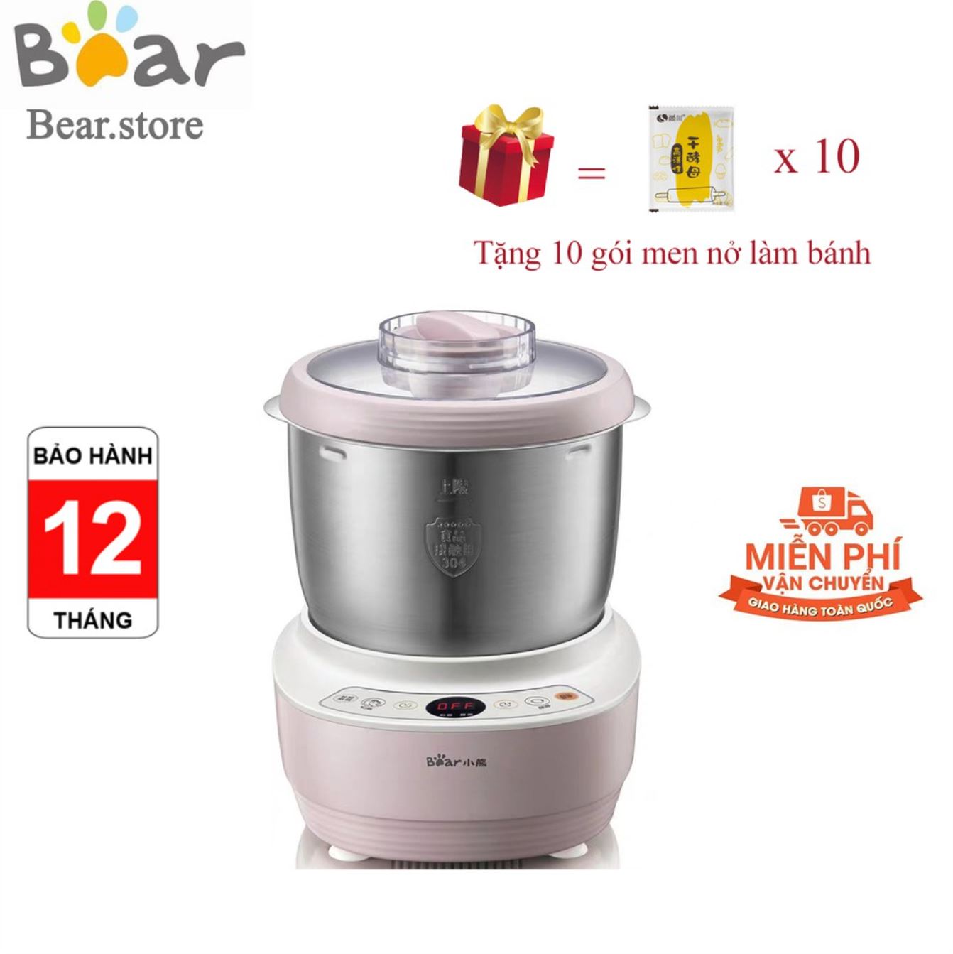 Máy Nhào Bột Bear Máy Nhồi Bột Tự Động Đa Năng 3,5L