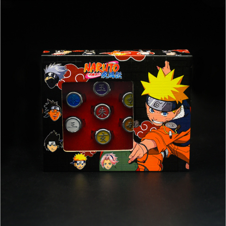 10PCS Anime Naruto Ring Set Akatsuki Uchiha Itachi Ring Luminous Ring Alloy Ring
