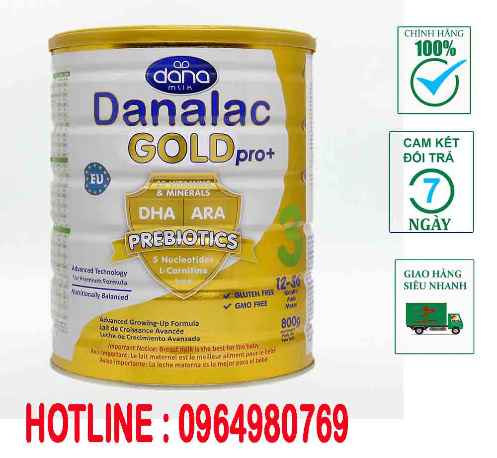 Sữa Danalac Gold Pro+ số 3 800g (1-3 tuổi)