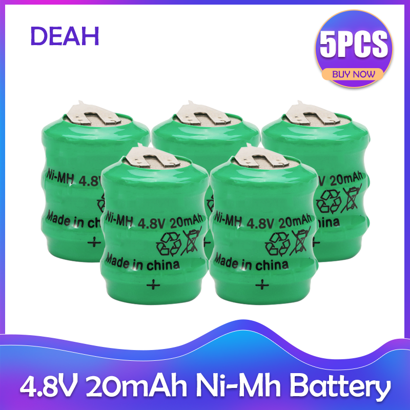 4.8V 20mAh Ni-MH rechargeable battery with foot welding for PLC data backup power LED torch er 7575 button mobile coin **