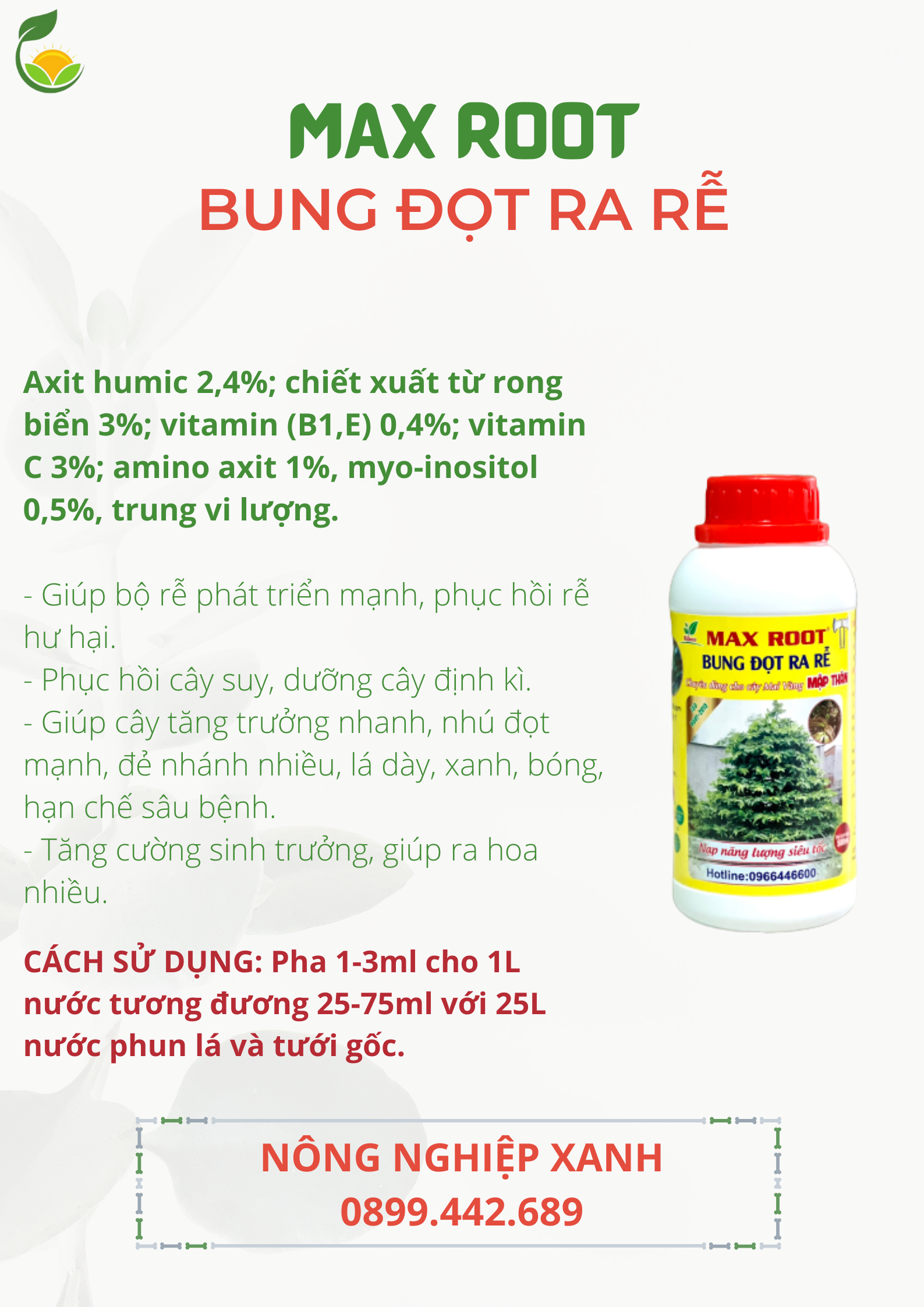 PHÂN BÓN MAXROOT BUNG ĐỌT RA RỄ CHUYÊN MAI VÀNG CHAI 500ML