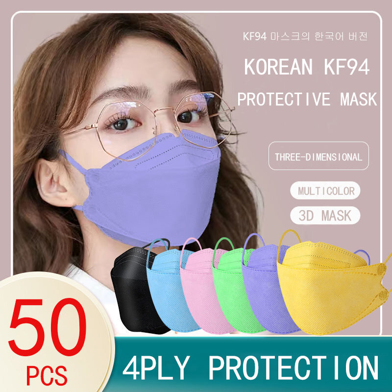 50 chiếc khẩu trang kf94 có thể giặt tái sử dụng khẩu trang kf94, ma sk không dệt dùng một lần 50 pcs lọc mặt nạ kf94mask đơn màu trắng cho cả nam và nữ ban đầu 50 pcs facial