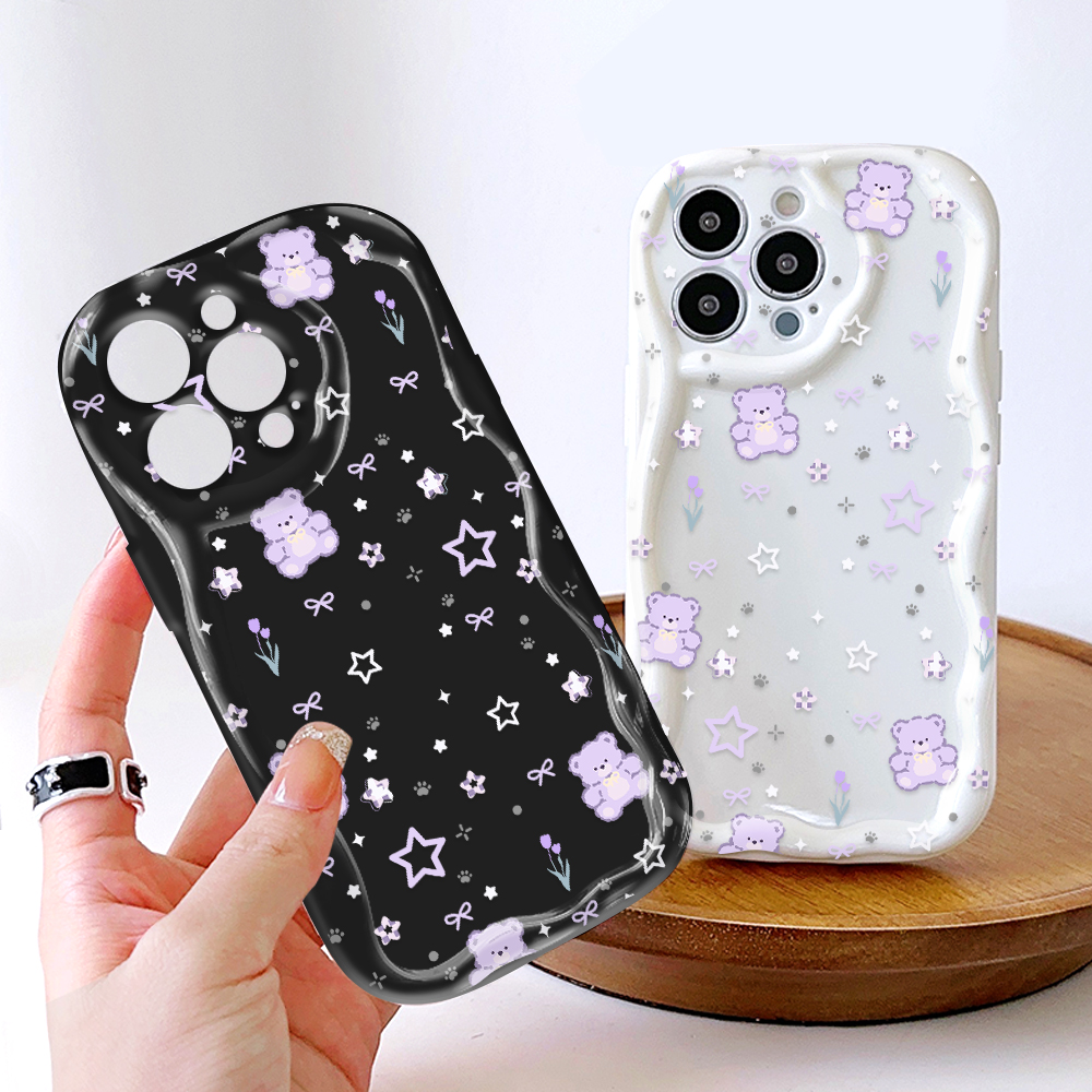 Hontinga for Redmi 9C 10A Back Cover Star Bear Phone Case Texture Wavy Edge Soft Mobile Cover. 