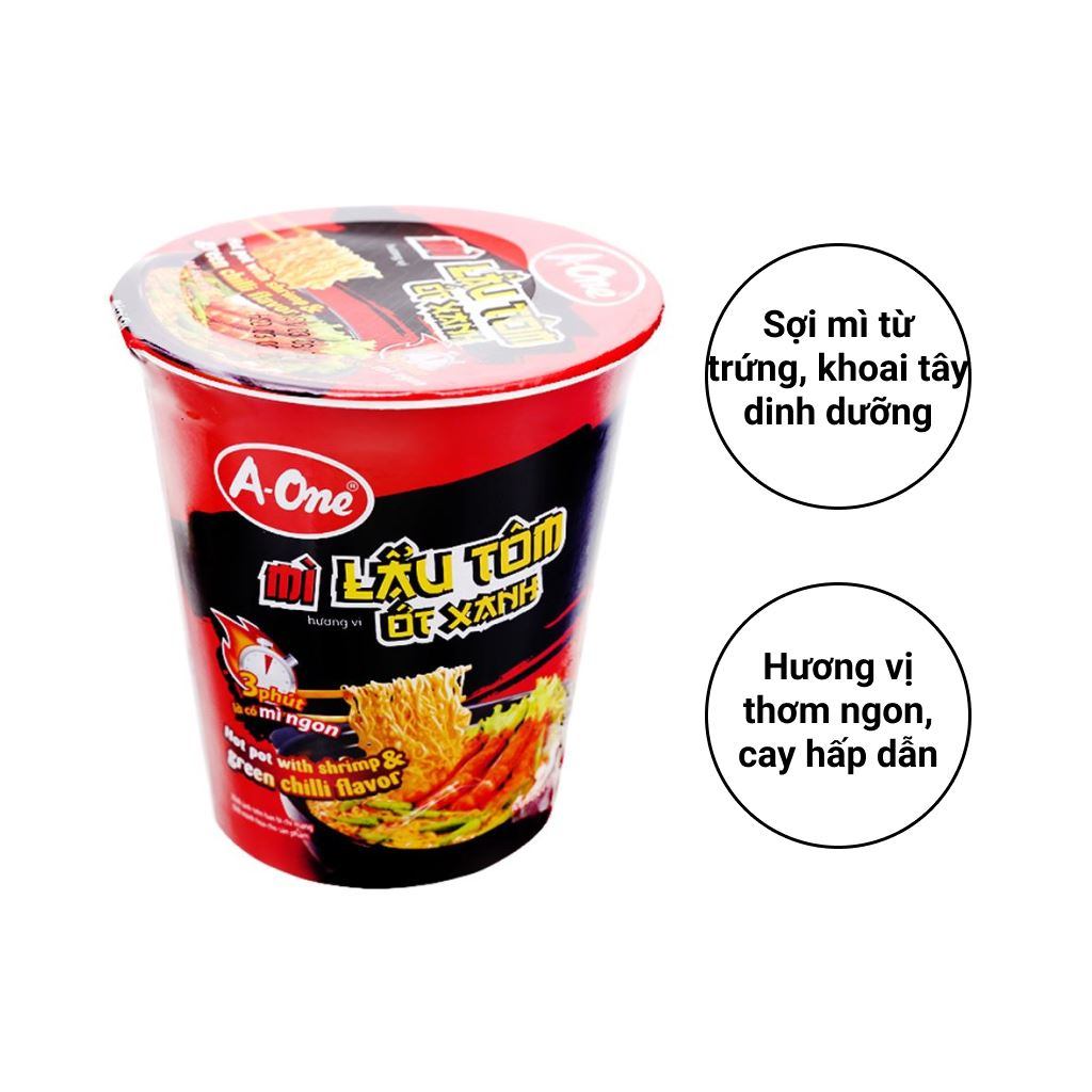 Combo 3 Ly Mì A-One Ly nhiều hương vị