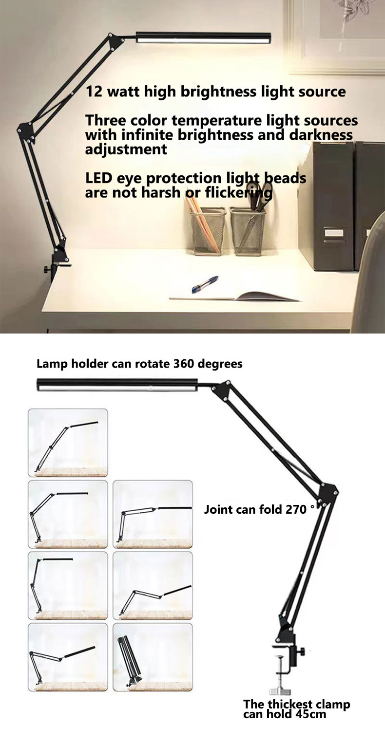 XINLANYASHE [Miễn Phí Vận Chuyển]Dài cánh tay gấp Nghiên Cứu Đèn bàn đọc sách LED ký túc xá lightinglong cánh tay gấp Nghiên Cứu Đèn bàn đọc sách LED ký túc xá chiếu sáng