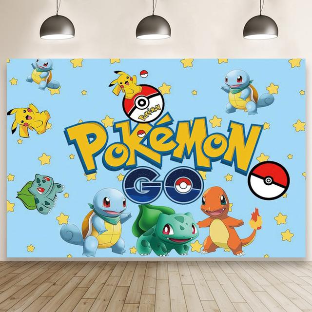 Fundo de festa Pokémon para crianças Foto de fundo personalizada Pikachu  dos desenhos animados Decoração de festa de aniversário Fundo de vinil  Adereços de estúdio - AliExpress