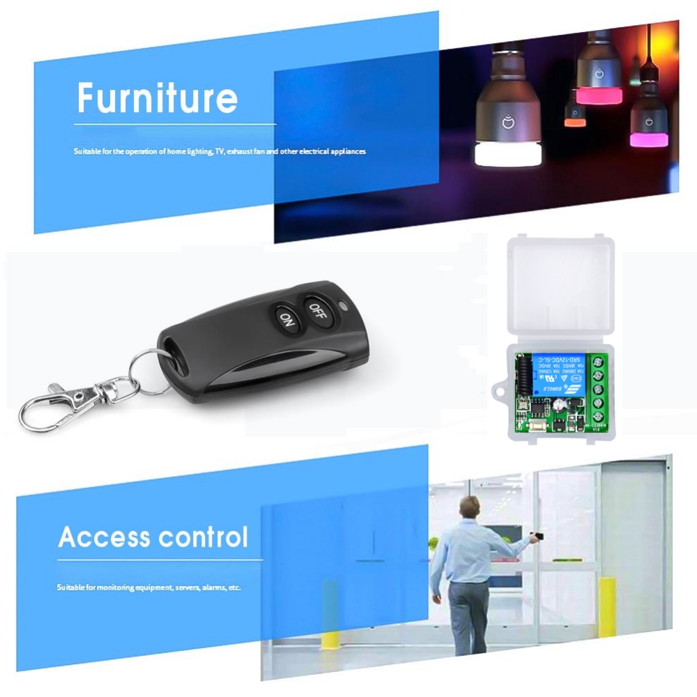 433Mhz Car Remote Control Switch DC 12V 1CH Relay Receiver Module RF Transmitter Remote Control