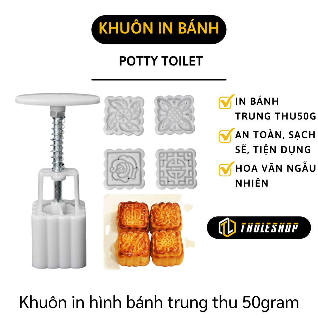 Khuôn in làm bánh trung thu 50g - Khuôn làm bánh nướng, bánh dẻo hoa văn phong phú - Combo 4 họa tiết khuôn trung thu