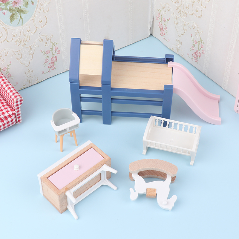 1/12%20Dollhouse%20Baby%20Bedroom%20Furniture%20Accessories%20Slide/Trojan%20Horse/Table/%20Dining%20Chair/Bed%20For%20Kids%20Pretend%20Play%20Toy%20JUE%20-%20Image%202