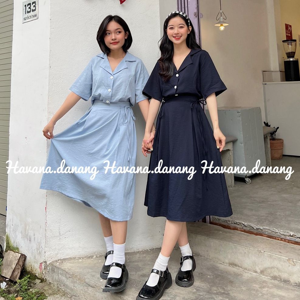Set sơ mi chân váy đũi 🎉 [ ẢNH THẬT / FREESHIP ] 🎉 chân váy có chun
