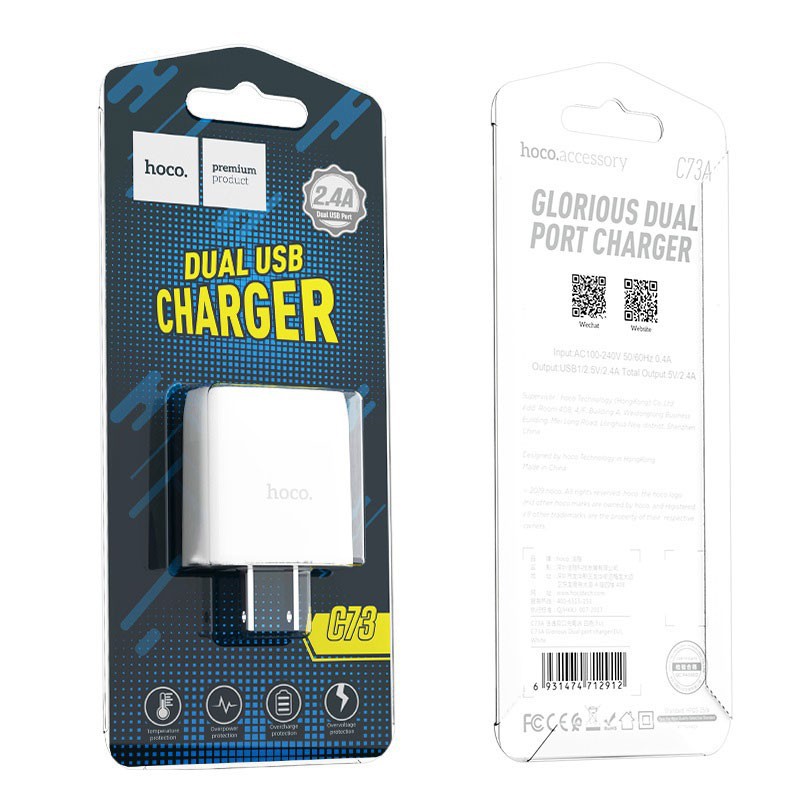 Củ sạc nhanh 2 cổng USB output 2.4A cho điên thoại Android/iPhone các dòng-Củ sạc đa năng cho điện thoại samsung oppo iPhone xiaomi redmi realme
