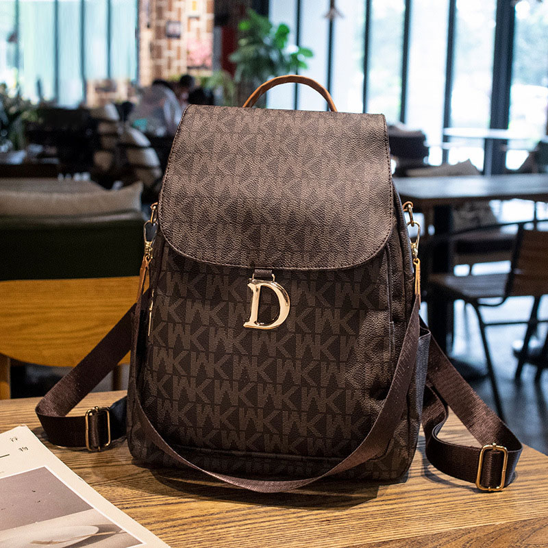ELACCENT New Shoulder Women's Bag Fashionable large capacity women's bag Leisure travel bag Minimalist printed soft leather backpack