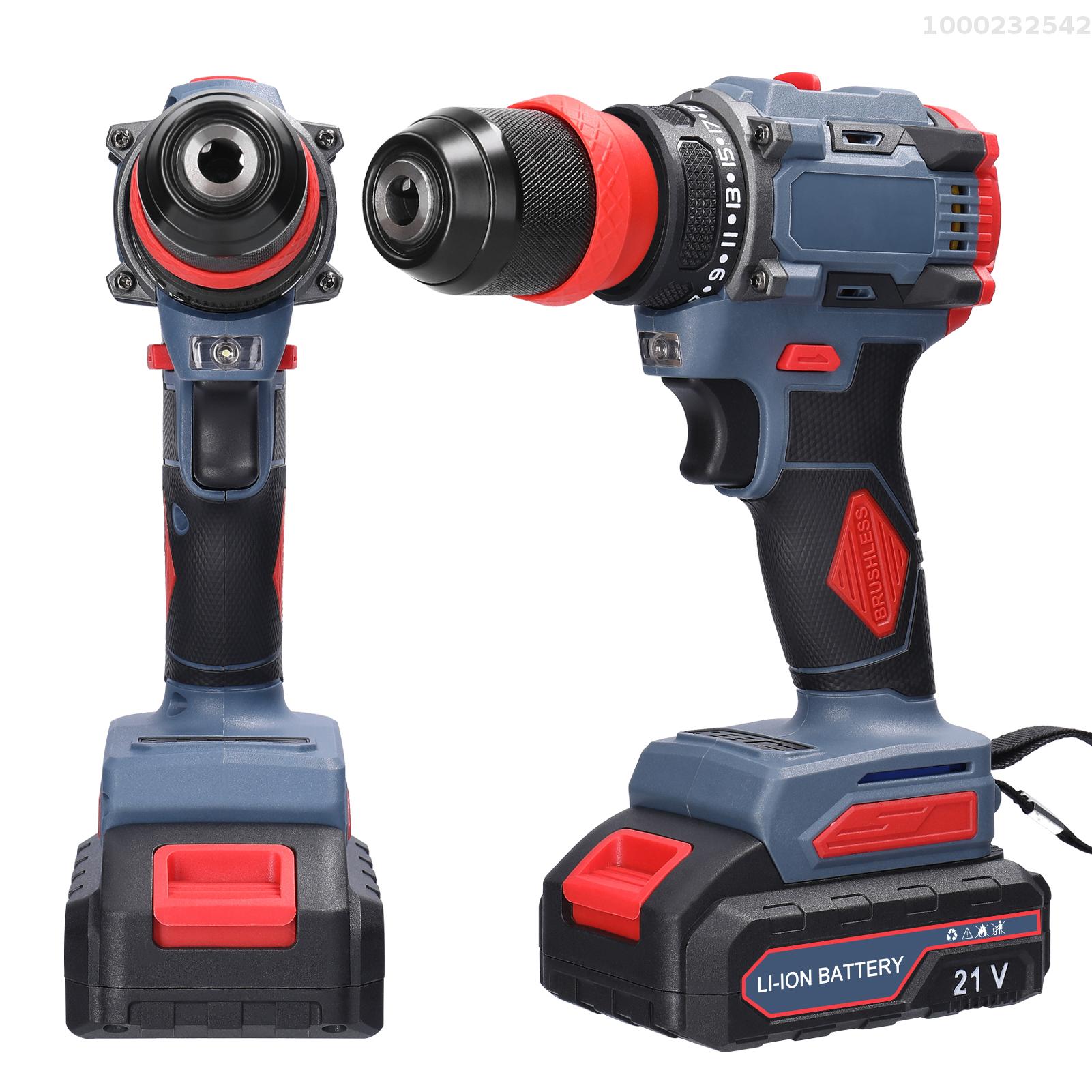 NANWEI 21V 2in1 Lithium Drill Electric Screwdriver Multi-function Power Tool 55Nm Torque Brushless Motor Practical Screw Driver for Home Appliances Furniture Installation Automotive Electronics Repairing