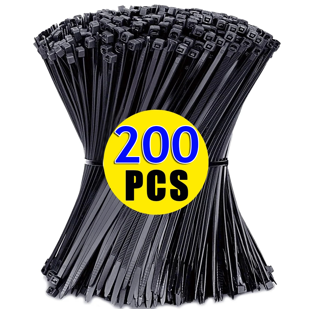 200Pcs Plastic Nylon Cable Ties Detachable Self-locking Cord Ties Straps Fastening Loop Reusable Wire Ties For Home Office