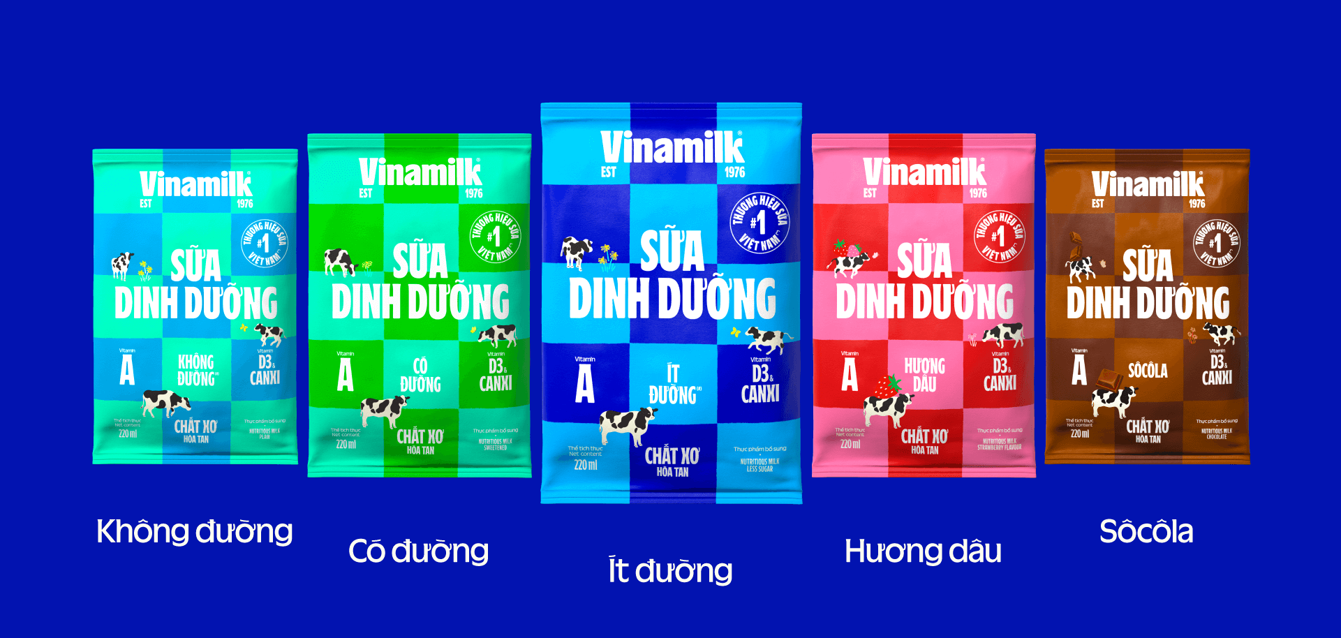 Box of 48 Bags of Vinamilk Nutritional Milk, 220ml Bag