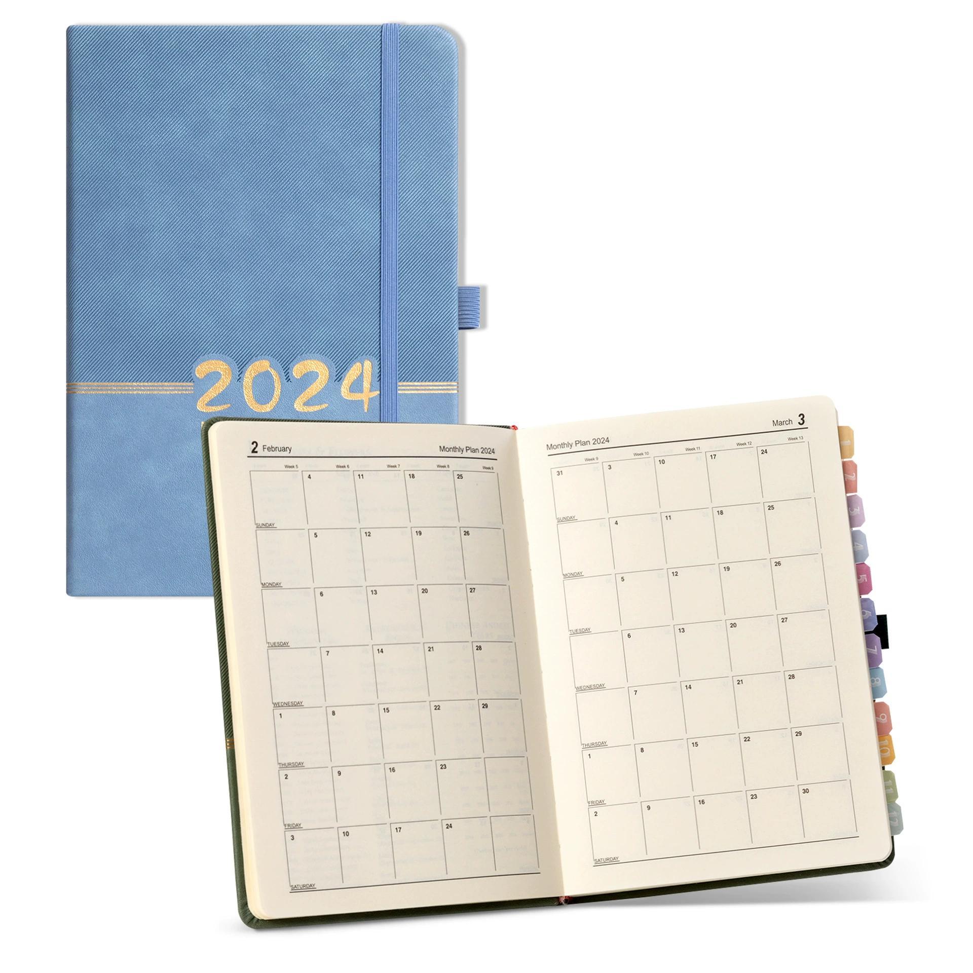 2024 A5 English Agenda Planner Organizer Diary Plan Business Office Notebook Schedule Notepad Simple Journal Sketchbook Plan Student Stationery Supplies