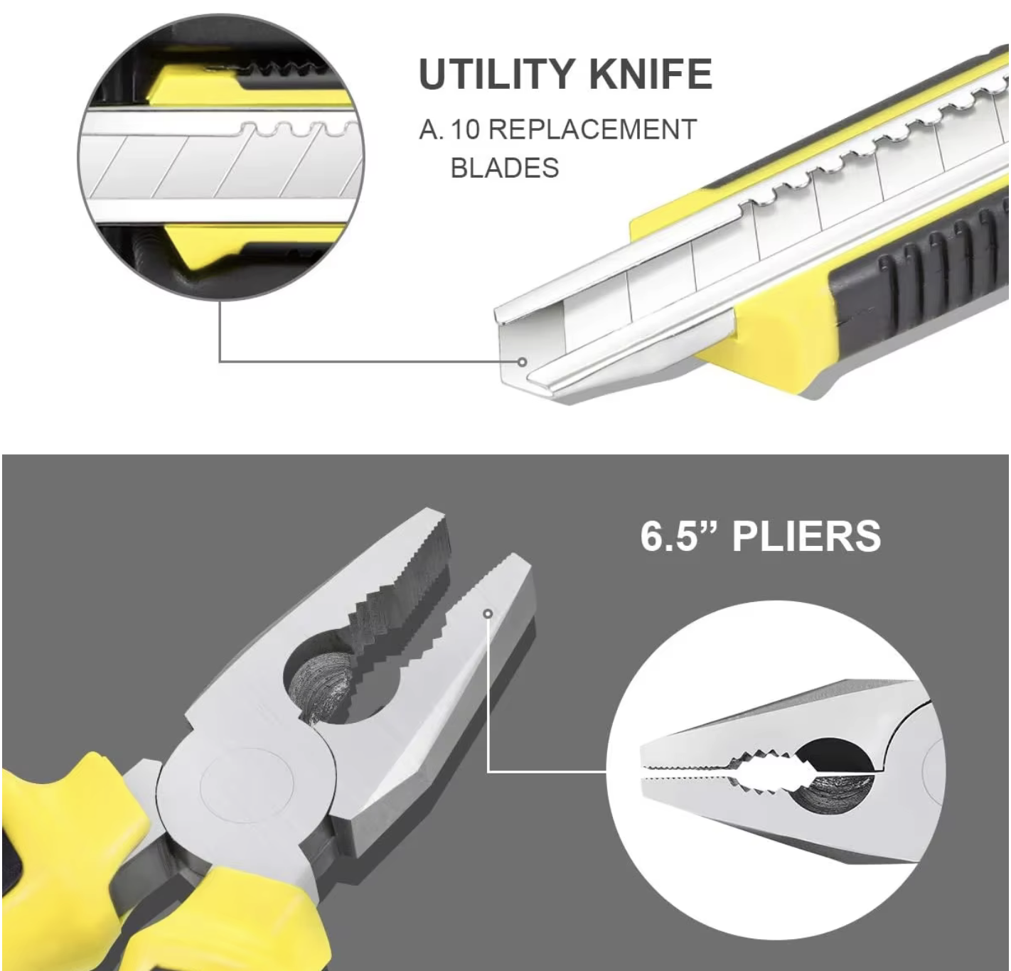 Complete 8-piece Tool Kit Professional Tool Box General Household Work Tool Box Repair Maintenance Metal Carpentry Tools. 