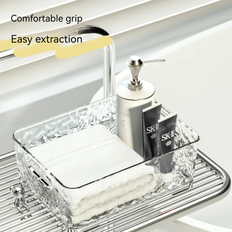 Desktop cosmetics storage box transparent basket Dormitory mask snacks sundry storage rack storage basket
