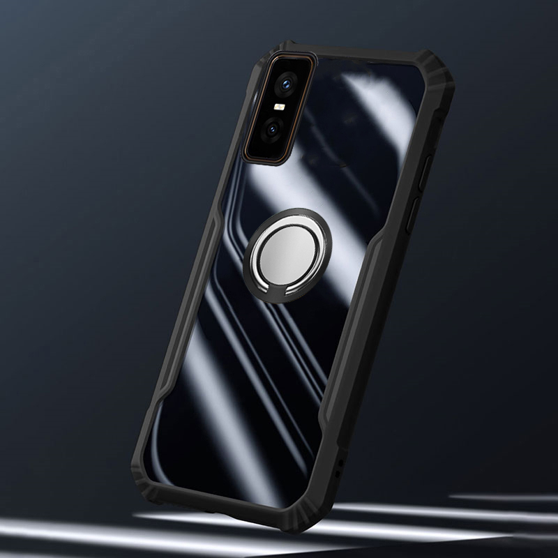 Phone case infinix GT 30Pro Hard Clear Transparent Shockproof Armor Car Adsorb Holder Ring Back cover infinix GT30 Pro. 