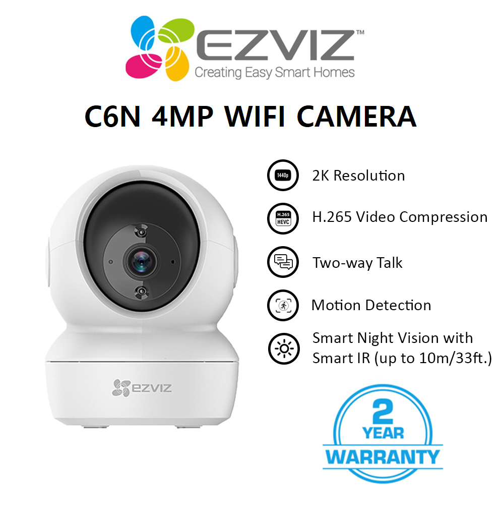 EZVIZ C6N 2K 4MP Quad HD Resolution Pan & Tilt Wireless Security Camera ...