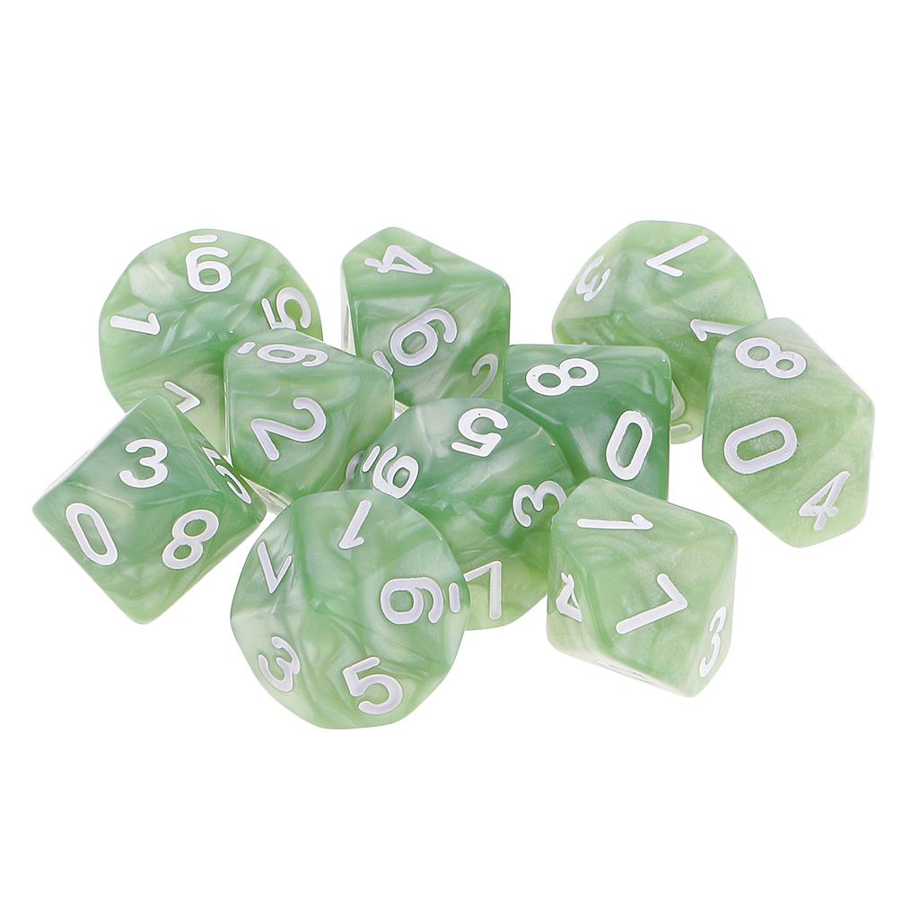 10Pieces 10 Sided Dices D10 Polyhedral Dice Set DND RPG MTG Table Board Game Dice for Teaching Math Entertainment Toys