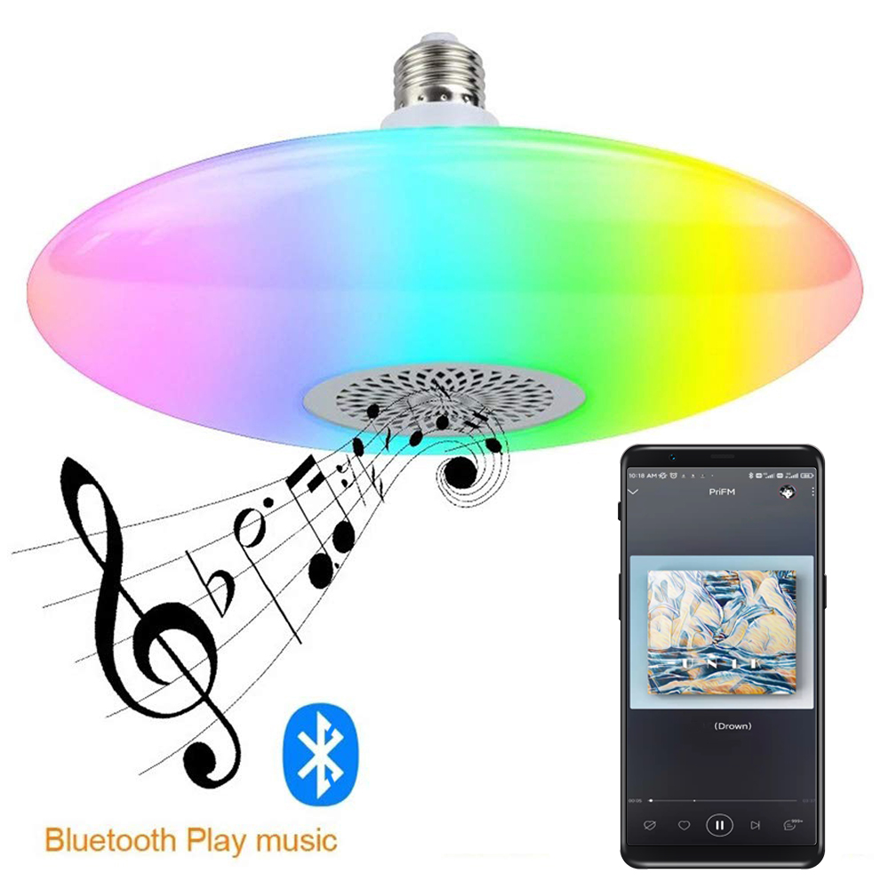 【Ready Stock】E27 30W UFO LED Light Lamp Bulb RGB Color Changing Dimmable Remote Control Music Light Ceiling Light Built-in Bluetooth Speaker With Remote Control