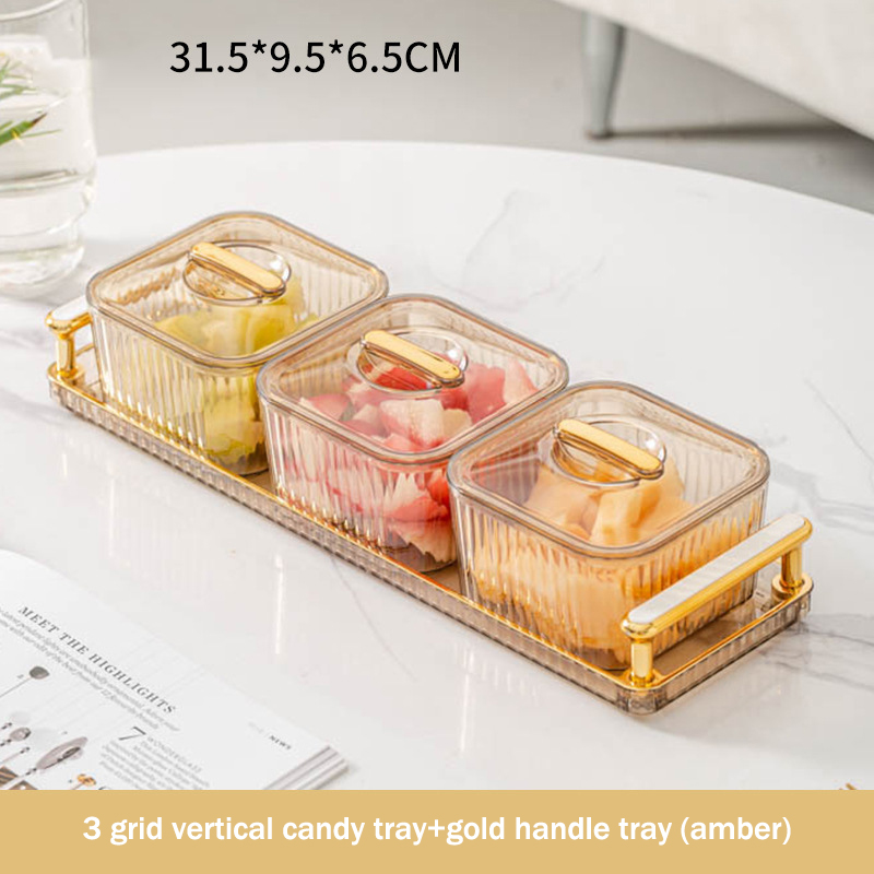 Light Luxury Transparent Fruit Plate Home Living Room Tea Table Candy Plate Nut Dried Fruit Storage Box Save space Plastic Tea Snacks Placement Plate