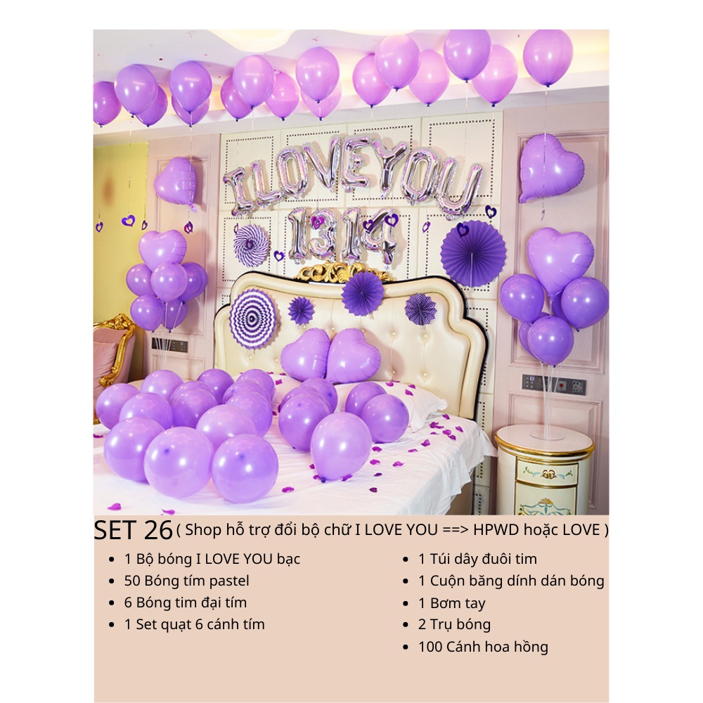 Set Bóng Bay Trang Trí Phòng Cưới