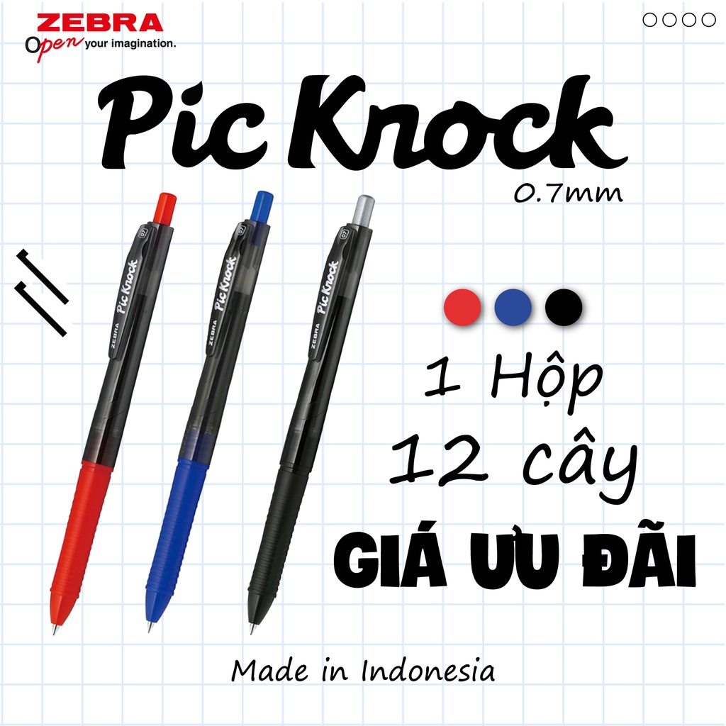 Bút bi Zebra Pic Knock 0.7mm CHÍNH HÃNG