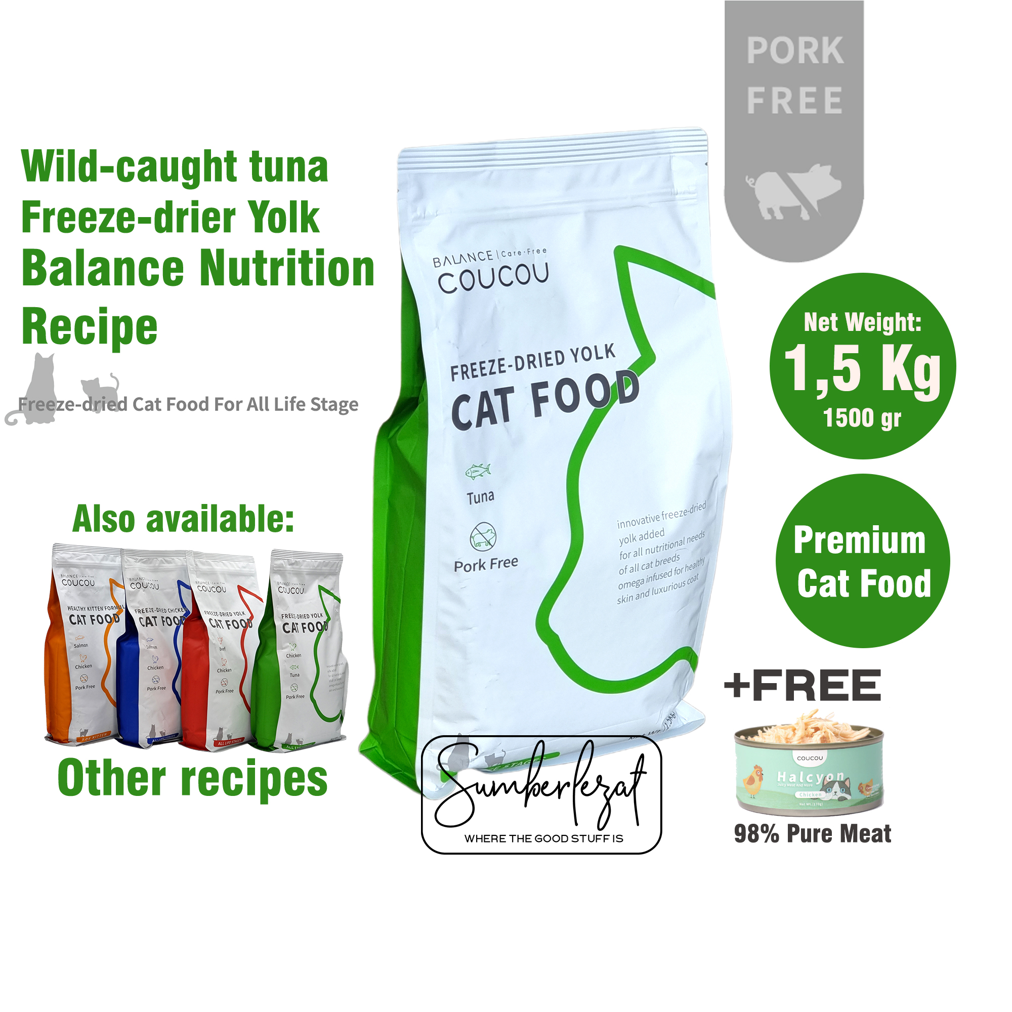 COUCOU Green 2 ALS Cat Food Makanan Kucing Kering Tuna FreezeDried