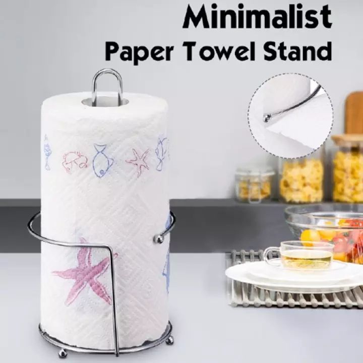 Kitchen Tissue Holder Stainless Steel Kitchen Roll Paper Towel Holder Stand Rack Storage Tissue