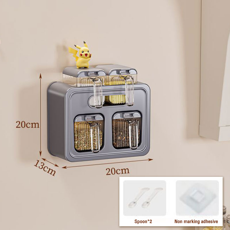YONUO Seasoning box home kitchen high-end seasoning jar rack wall-mounted combination set salt jar storage box wall-hung.