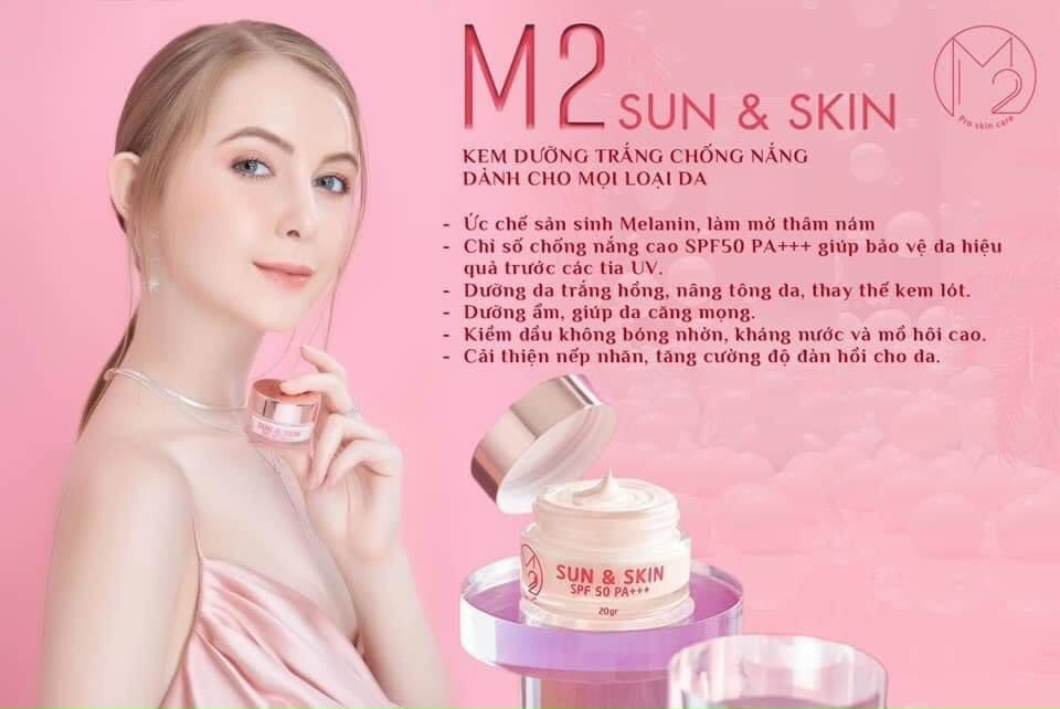 Kem Dưỡng Trắng Da Và Chống Nắng M2 SUN&SKIN Tuýp 5gr Chính Hãng