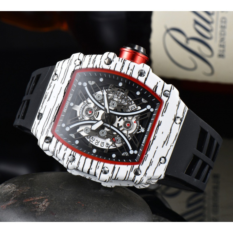 ⌚ 2024 Men's Rubber Band 3-Pin Second Quartz Running Ghost Head Richard Watch