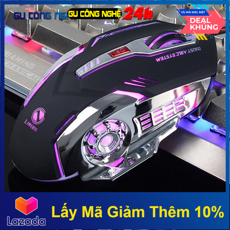 Chuột 7d limeide v2 chuyên chơi game có dây với 6 nút 2400 dpi lol cho các gamer thủ -dc2182