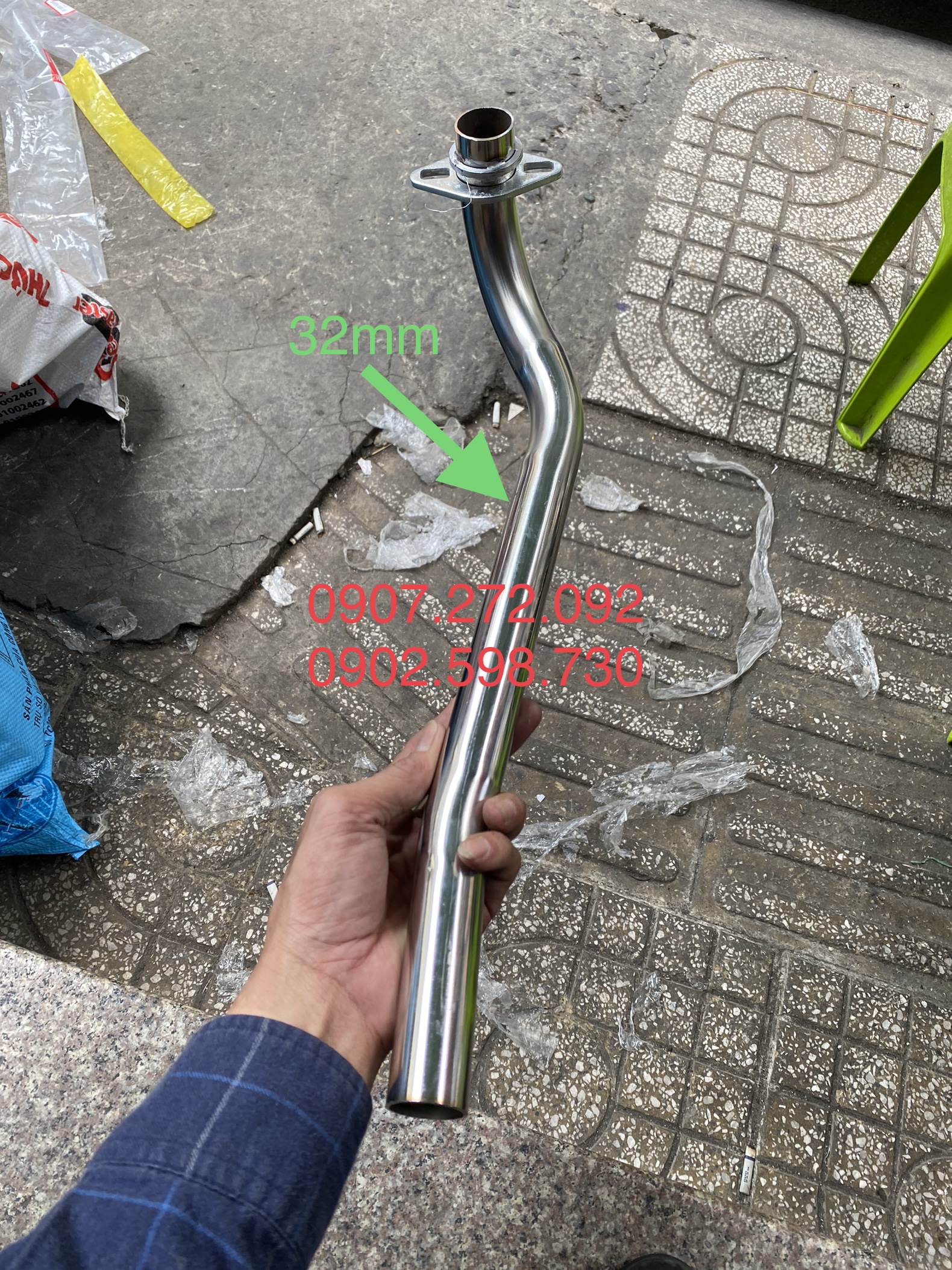 [HCM] Cổ pô INOX 304 gắn PÔ ZIN ĐI PXL- 62zz phi 32X2mm dành cho SIRIUS / FUPITER XĂNG CƠ / EXCITER 50