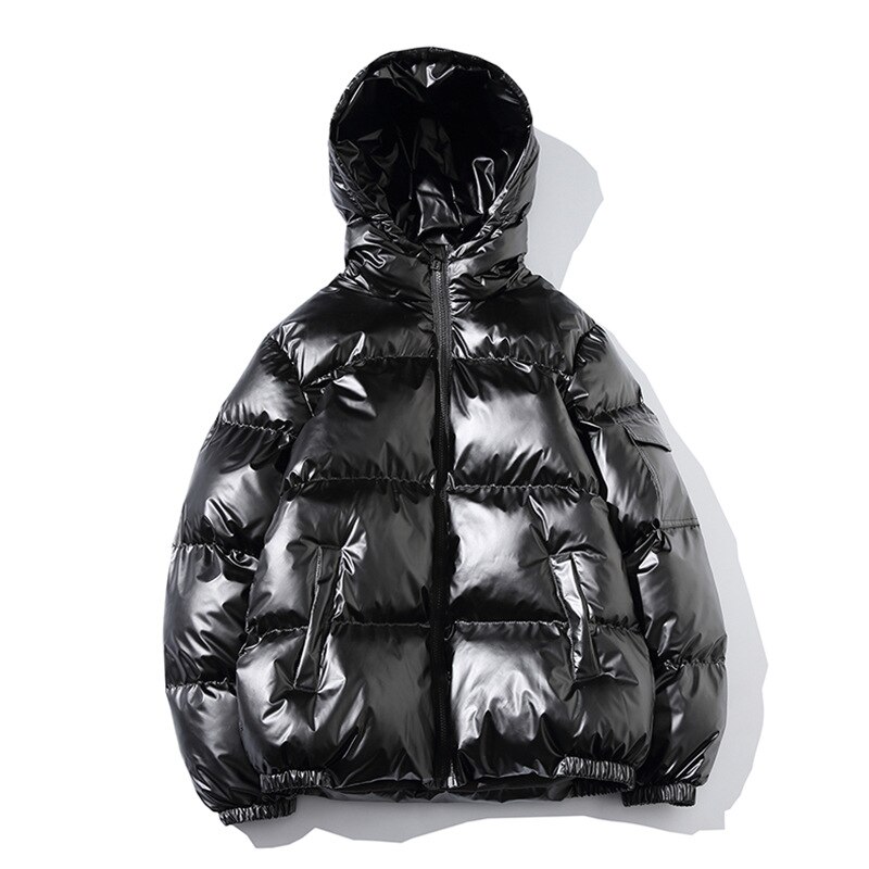 AA18-Winter Men's Coat Windbreaker Fashion Men's Warm Parka Shiny Casual Jacket Warm Solid Color Bomber Jacket