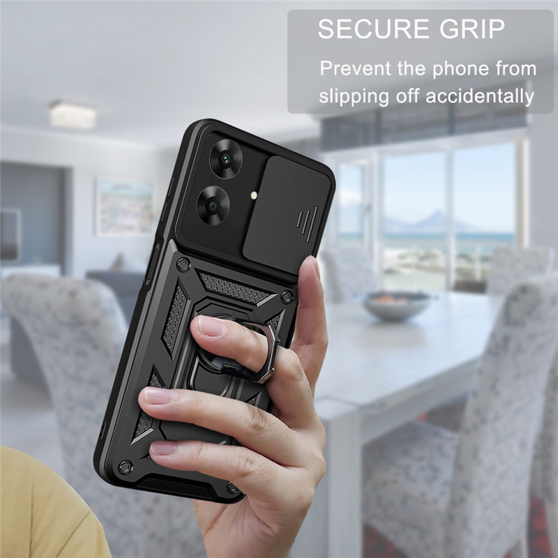 Phone case For Realme Note 60 Back cover Hard Armor Shockproof Camera Protection Bracket Navigation Holder Ring cover for For Realme Note 60X Cover cases. 